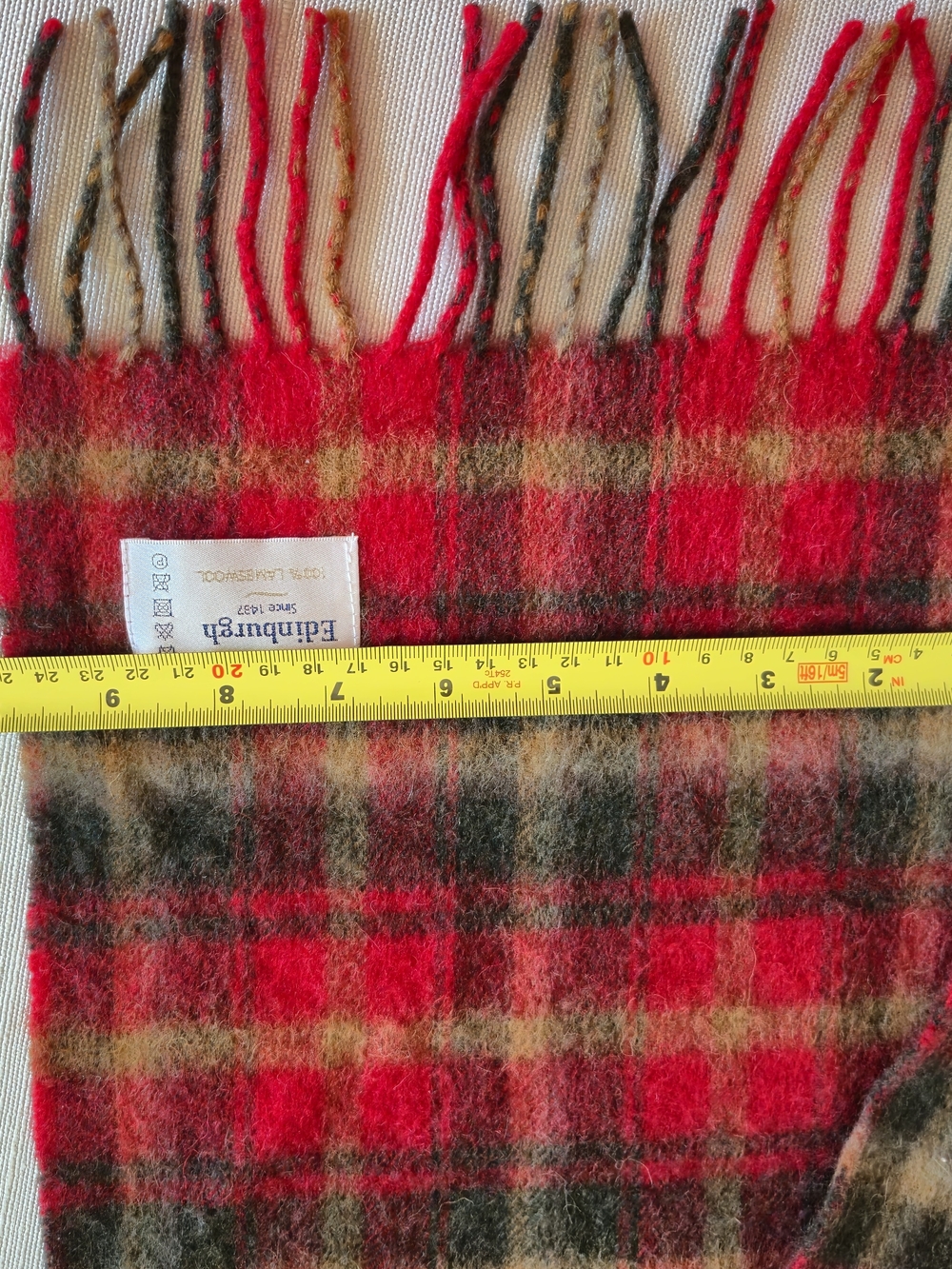 Edinburgh Since 1437 Vintage Lambswool Scarf Red Plaid Tartan Made in Scotland - Picture 3 of 5